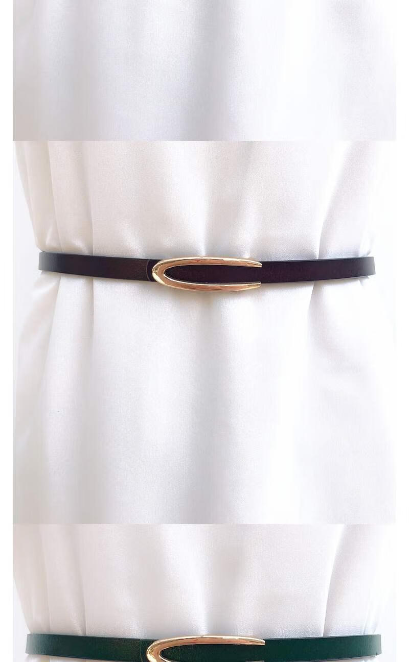 女士夏天连衣裙装饰腰带时尚简约配裙子皮带百搭裙带细腰带酒红色