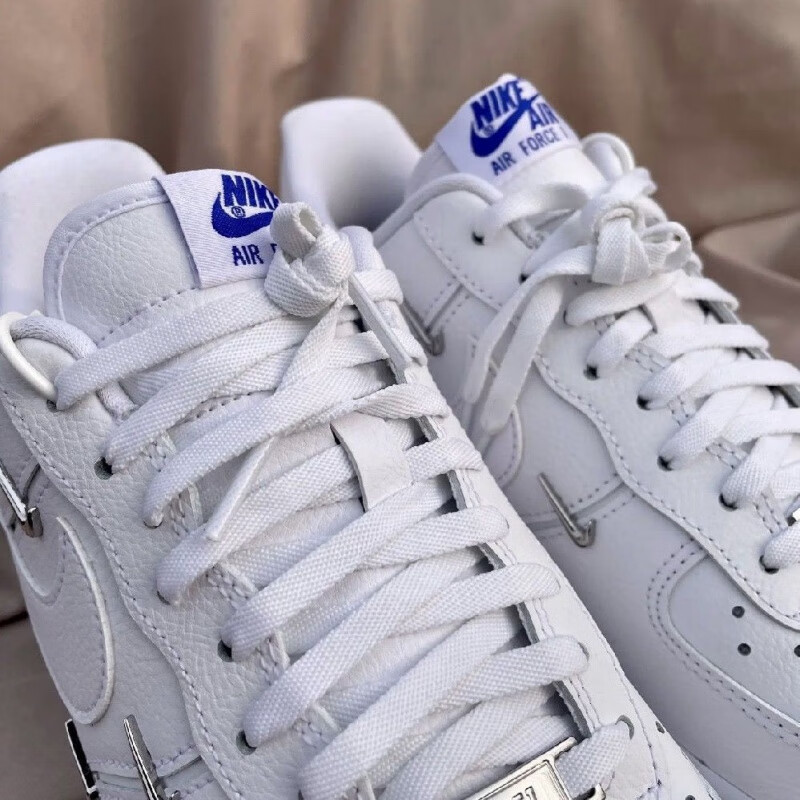 纯原纯白空军一号air f1泫雅米白款白蓝四小钩四钩百搭男女情侣白色