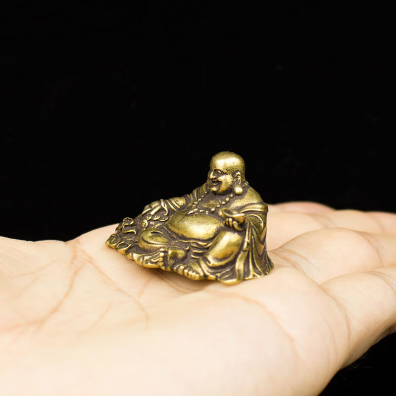 纯铜实心袖珍小摆件铜雕释迦牟尼口袋佛佛像桌摆古玩古董铜佛纯铜释迦