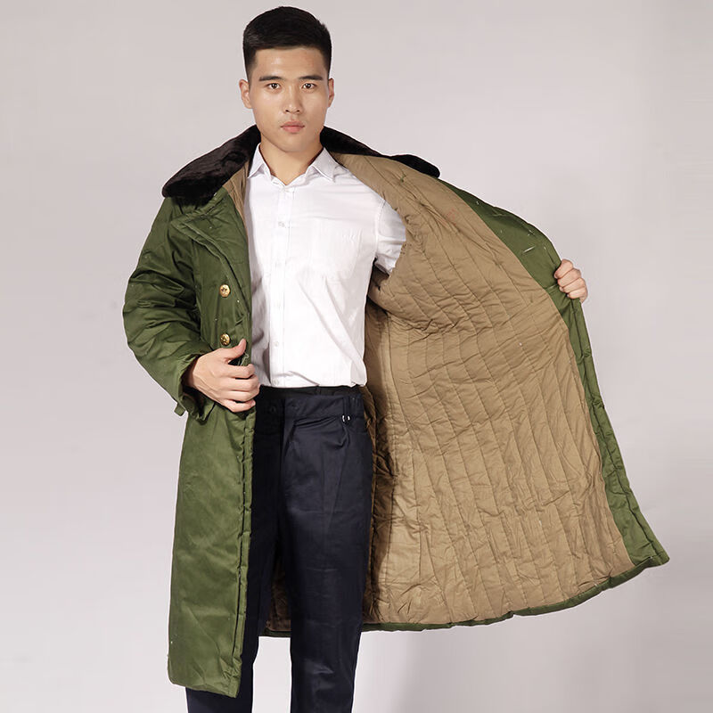 原次方 男冬季加厚保暖长款大衣棉袄保安防寒军绿棉服冷库劳保棉袄棉