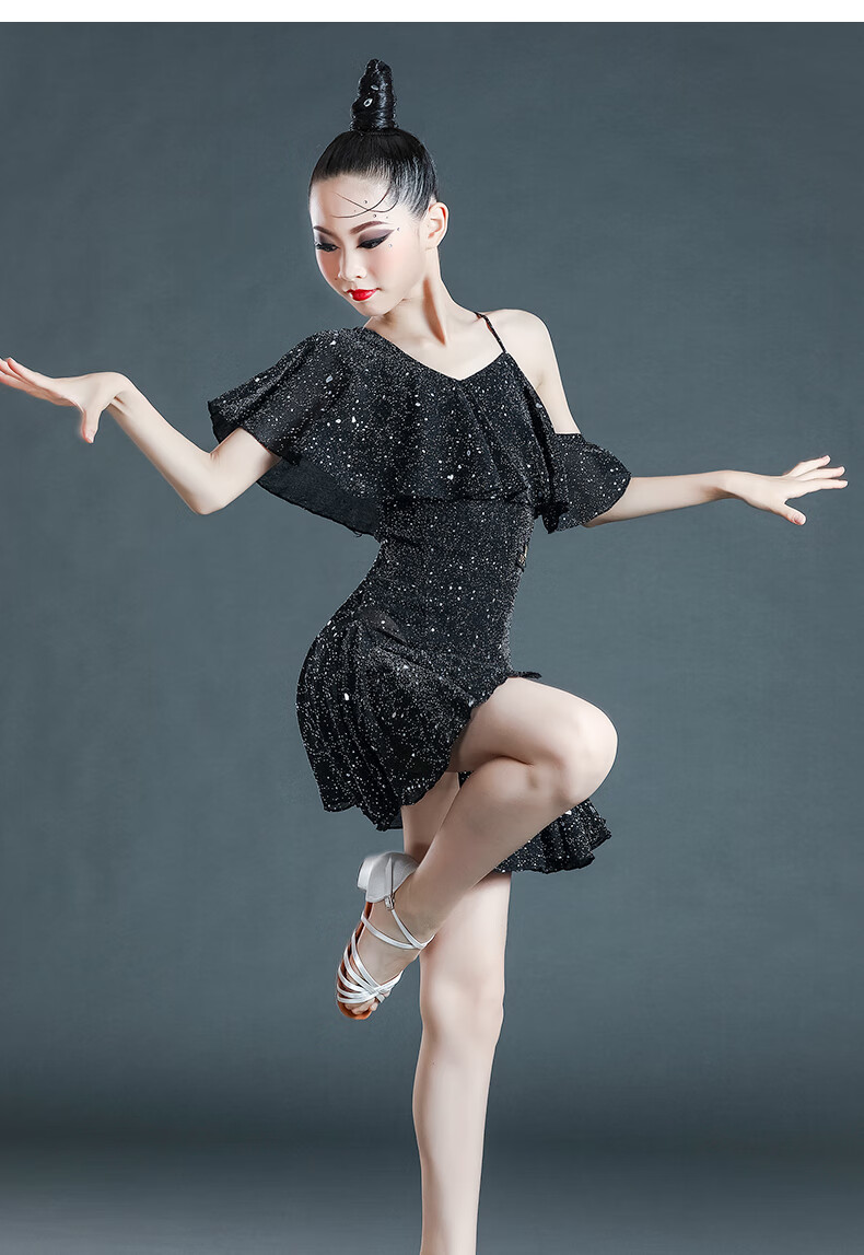 拉丁舞服装女童时尚拉丁舞服女童夏连衣裙儿童拉丁比赛服演出服装舞蹈
