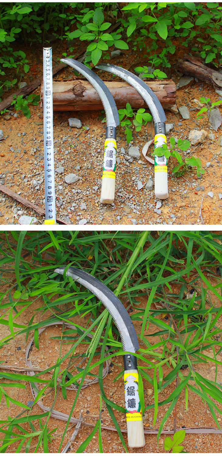 割稻谷割小麦镰刀大镰刀全钢小锯镰镰刀锯齿割草刀草镰锯齿小镰刀 虎