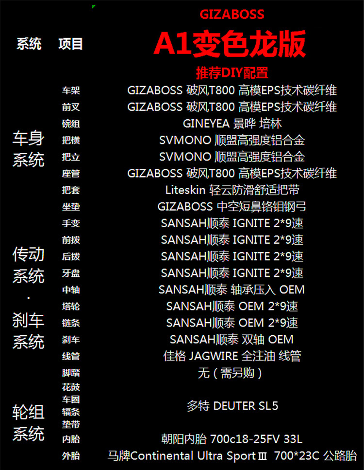 意大利威廉公路车gizaboss碳纤维公路自行车禧玛诺ut变速支持速联无线