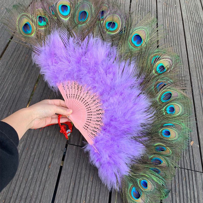 孔雀羽毛扇子肚皮舞扇子表演扇舞蹈扇孔雀舞蹈扇子直播扇子跳舞扇25骨