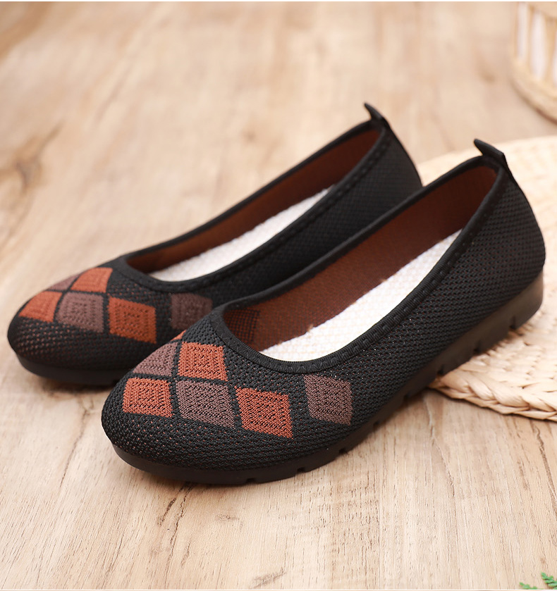 珍源祥老北京布鞋女防滑软底妈妈鞋中老年奶奶鞋透气浅口一脚蹬平底鞋