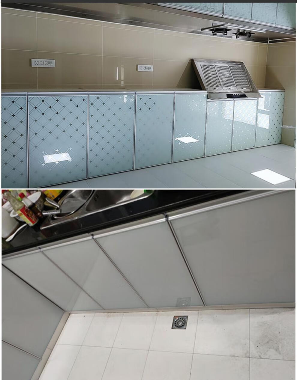 厨房柜门订做橱柜门面板厨房橱柜门定制门板带框自装钢化玻璃厨柜晶钢