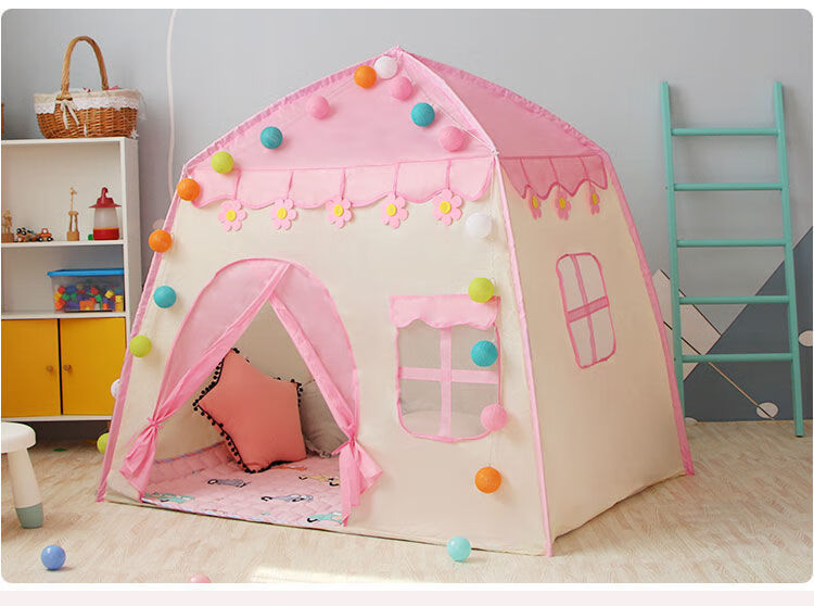 儿童帐篷宝宝游戏屋室内公主女孩小房子玩具屋小孩生日礼物粉色花朵