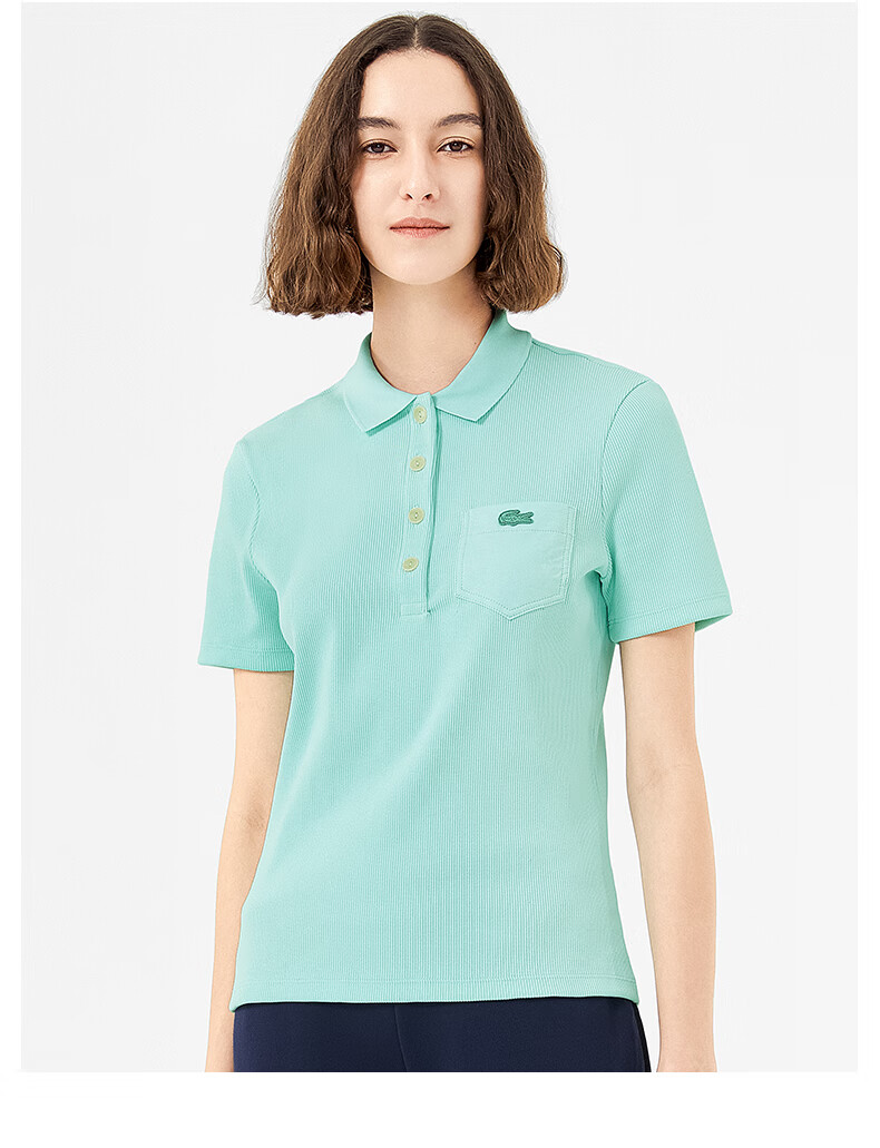 lacoste法国鳄鱼无忧搭女装时尚休闲翻领修身短袖polo衫女df1223l2j
