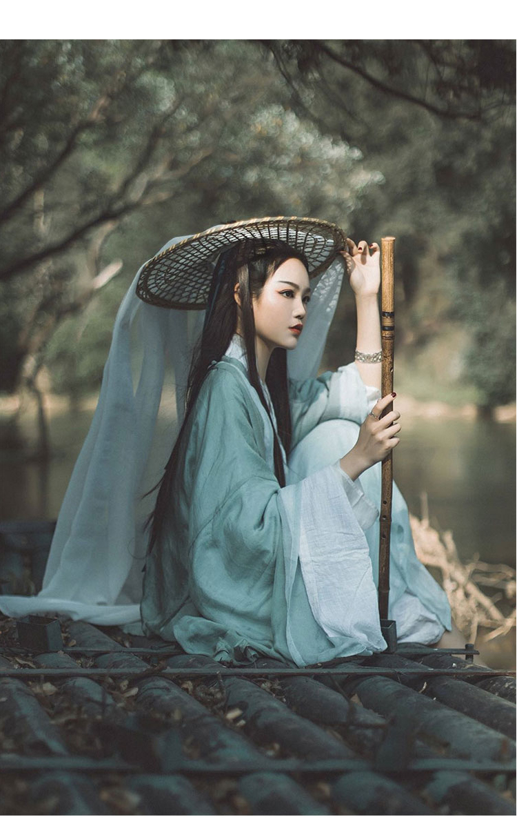 exemaba清平调魏晋风汉服女古风武侠客绿色素雅中国风古装夏季超仙气