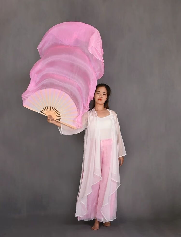 舞蹈扇子长绸扇渐变长扇子舞蹈表演练习扇舞蹈长扇跳舞扇秧歌长扇精品