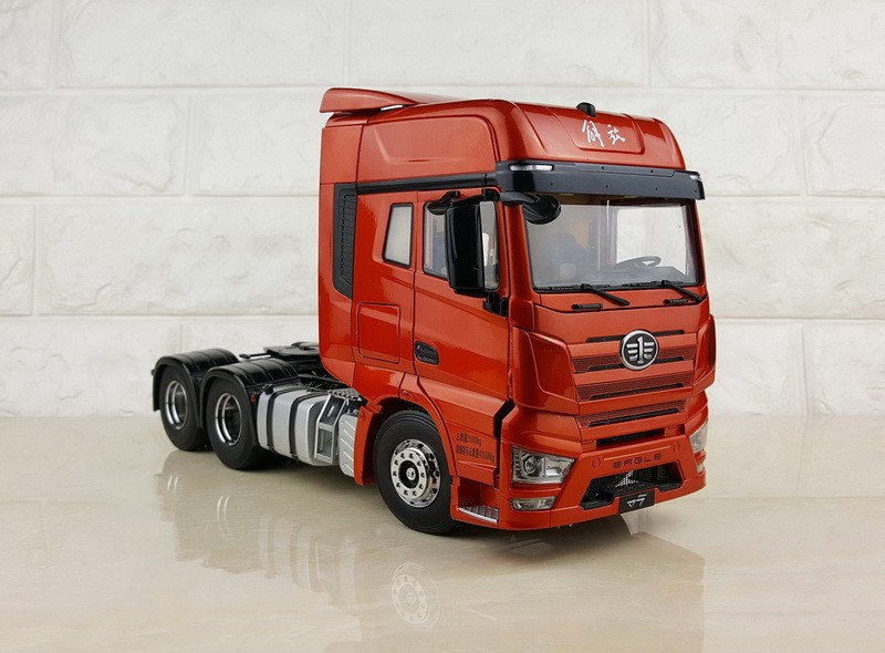 解放j7牵引车模型124一汽原厂拖头集装箱半挂合金卡车摆件解放j7红色