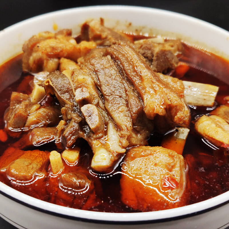麻辣羊排500g罐装熟食羊肋排香辣即食红烧羊肉小吃配火锅新鲜食材