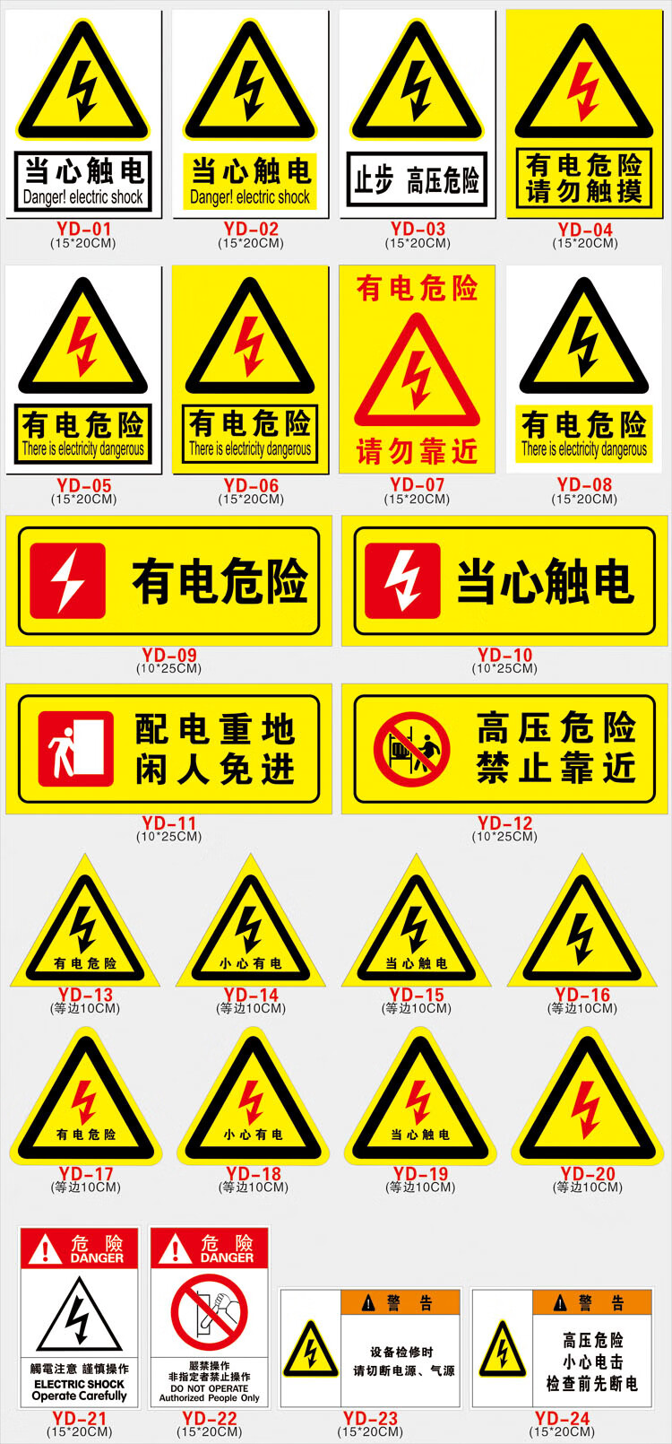 危险贴纸当心触电小心有电配电箱标识警示验厂安全标志标识牌 配电室