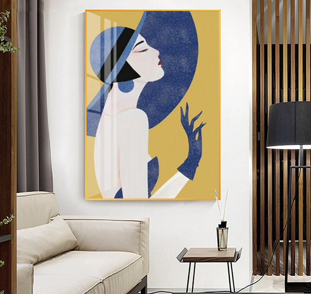 恒同轻奢人物玄关装饰画北欧风格晶瓷画入户走廊过道壁画现代简约客厅