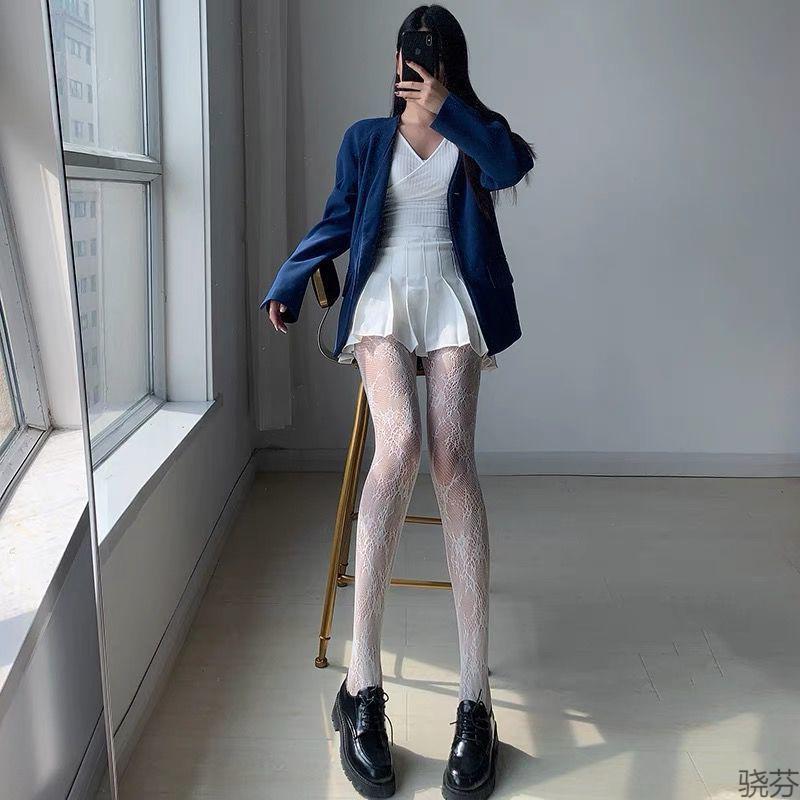 骁芬巴黎字母黑丝袜女字母丝袜镂空蕾丝光腿美腿显瘦外穿防勾丝渔网袜