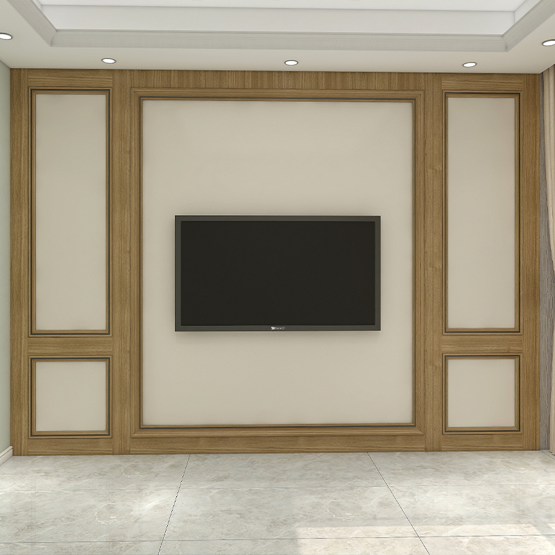 跨联kualian钛金条实木线条装饰电视墙金属边框造型客厅背景墙烤漆木