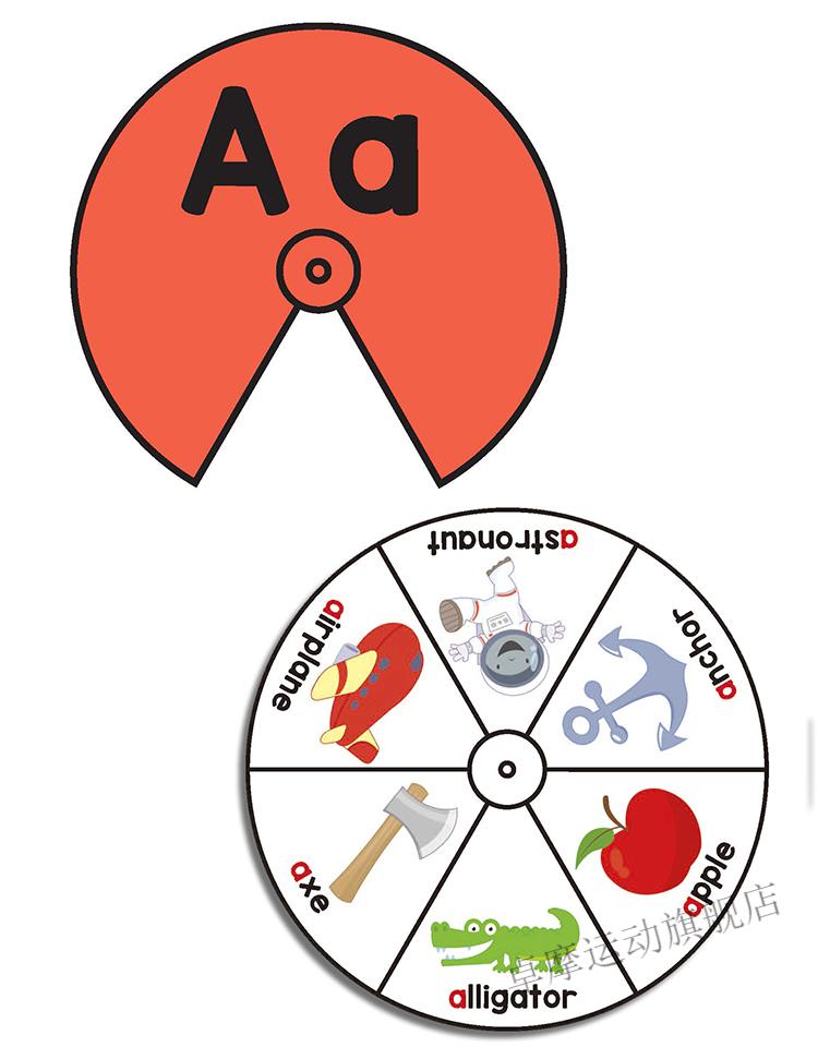 转盘教具英语英文26字母alphabet单词闪卡儿童卡片教师教具转盘游戏