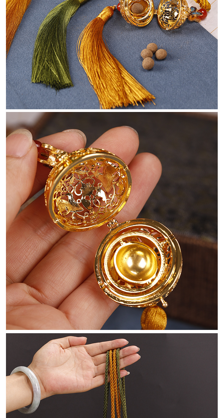 香囊球 贵妇唐纹服配汉服 纯铜葡萄花纹鸟饰香囊陕西博物馆出土杨贵妃