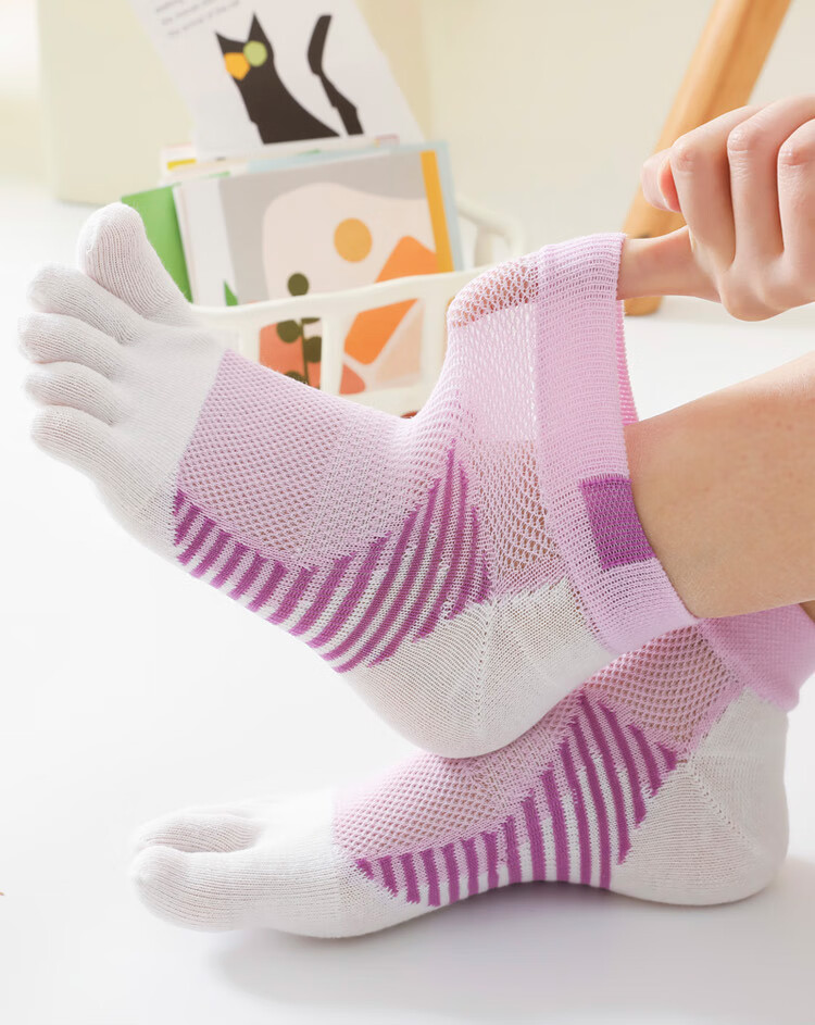 支持国货安踏5双装女夏季运动网眼五指袜分脚趾跑步袜子束腰防拉伤