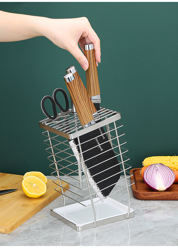 304不锈钢厨房刀架沥水置物架家用台面放刀具风干笼刀座收纳架礼品