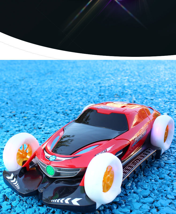 抖音同款玩具儿童电动变形陀螺车360度旋转双开门炫酷灯光音乐车蓝色