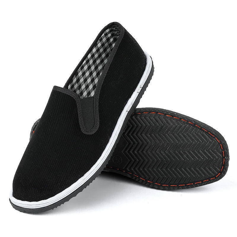 轮胎底布鞋男黑布鞋男千层底手工布鞋耐磨劳动布鞋单鞋 黑色轮胎底 37