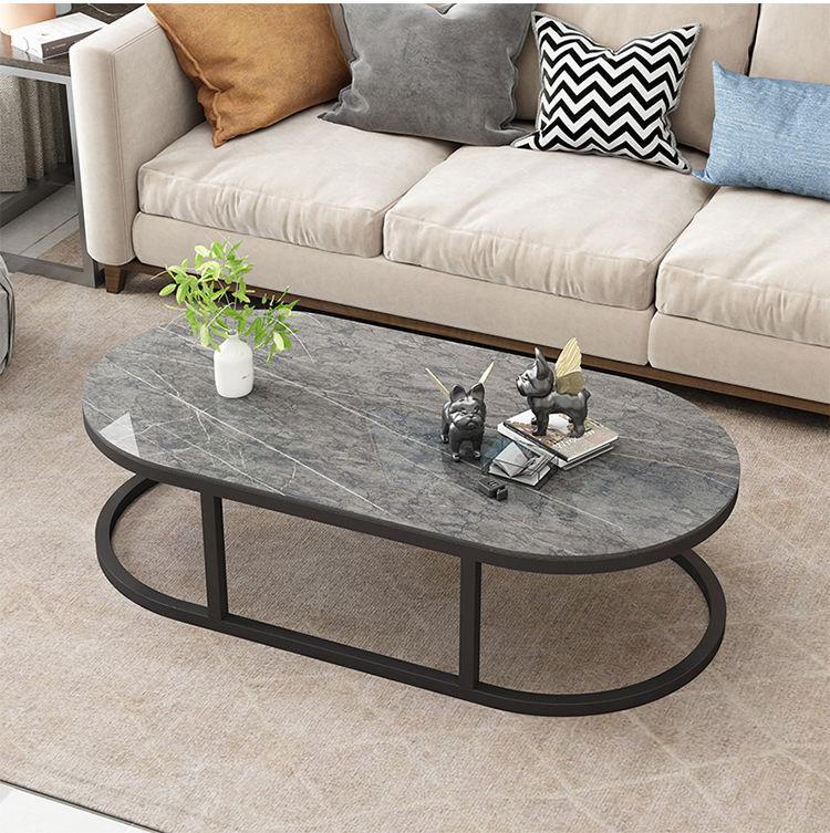 户型椭圆形北欧网红轻奢茶几钢化玻璃新款茶几白架白色桌面组合12060