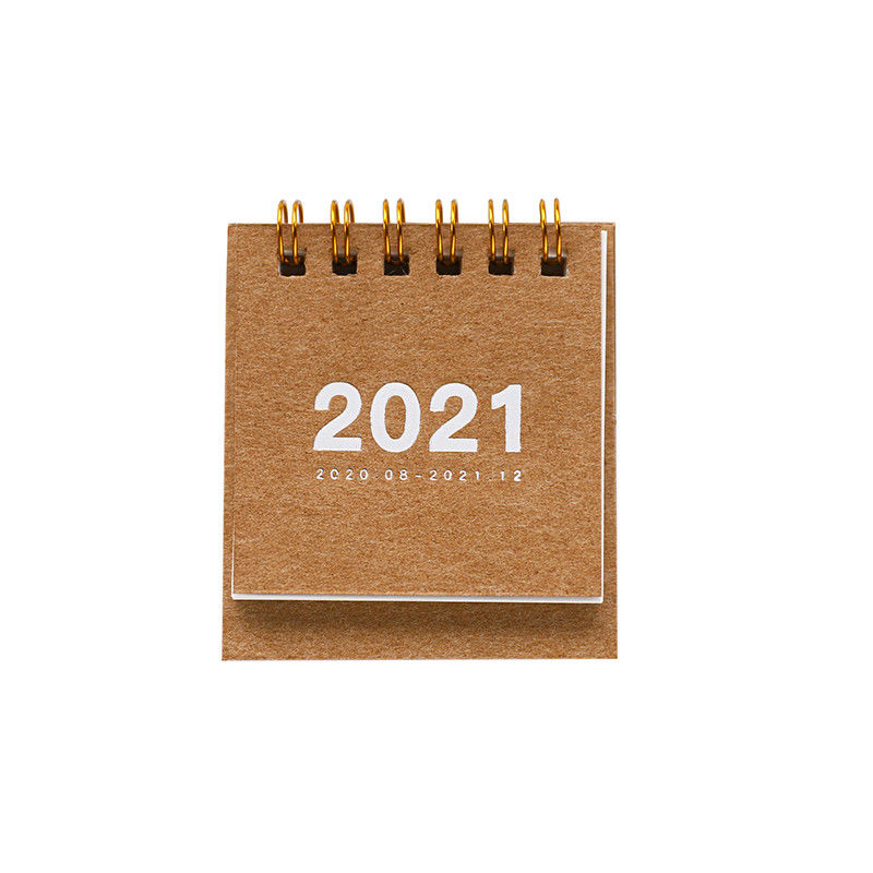 75667-【精选】2021-2021年创意迷你小台历日历万年历便携记事简约桌面摆件旭泽 2021年迷你小台历-牛皮纸色-详情图