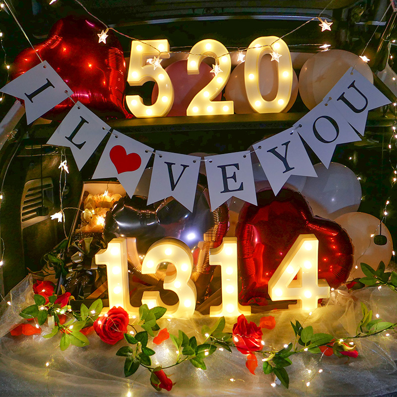 箱车尾箱装饰创意生日求婚场景520浪漫布置表白用品浪漫烛光布置套餐6