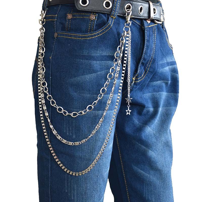 新品裤链男裤链男女潮腰链朋克非主流金属星星装饰品牛仔裤子配饰链子