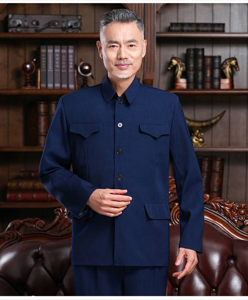 南极人中山装套装中老年人上衣春装唐装外套爸爸装老年中山服装男士