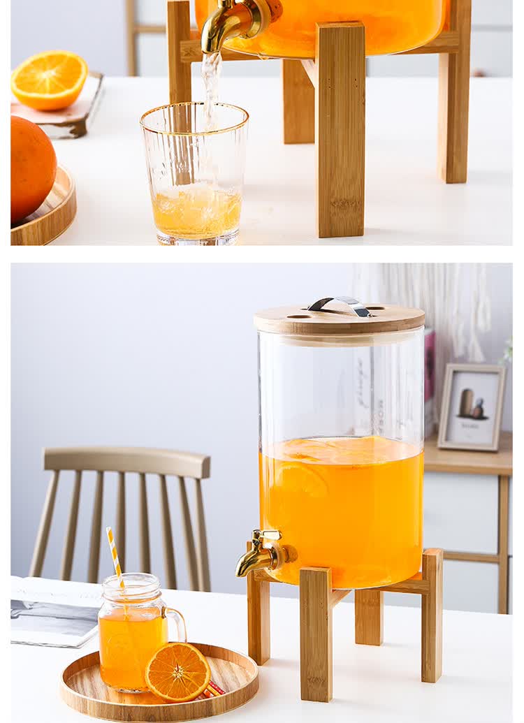 耐热家用玻璃冷水壶带龙头酒店柠檬茶水壶餐厅自助饮料果汁凉水壶5l