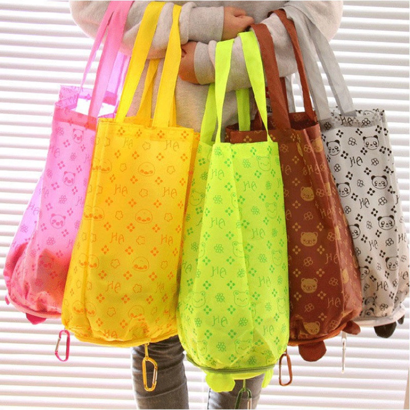 可爱卡通大容量环保超市购物袋学生涤纶牛津布买菜包可折叠手提袋3个
