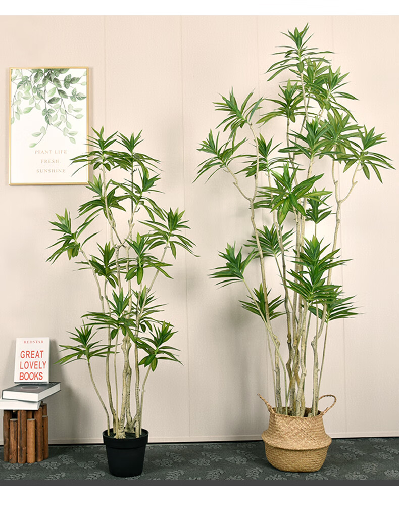 假树北欧风仿真植物盆栽百合竹室内客厅卧室造景装饰假树仿生绿植盆景