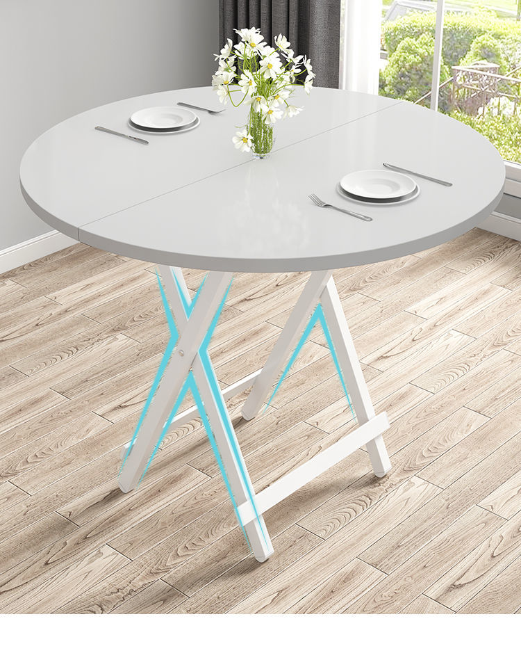 可折叠小圆桌餐桌家用小户型简约圆形桌子洽谈简易桌椅组合吃饭桌桌面