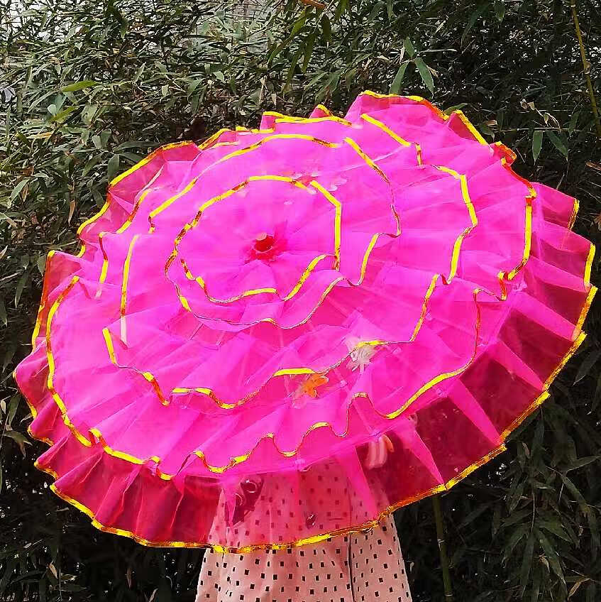 大秧歌伞舞台表演伞跳舞开幕式运动会宽金边大花伞舞蹈伞文茂 黄色伞