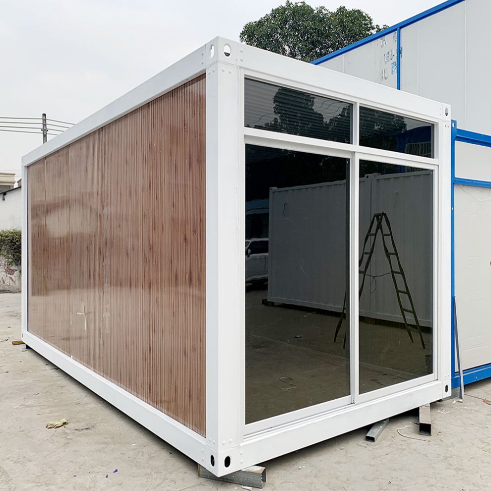装箱房厂家直销防火岩棉板快拼箱箱房玻璃幕墙打包箱活动板房 乳白色