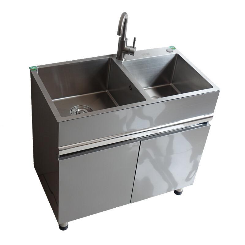 304不锈钢洗衣柜组合阳台洗衣池带搓板简约小户型洗菜台盆落地柜wm