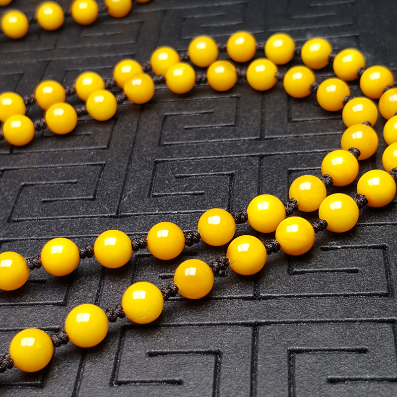 朴春 老蜜蜡项链 蜜蜡挂绳蜜蜡毛衣链编 金刚结加长款俄罗斯琥珀项链