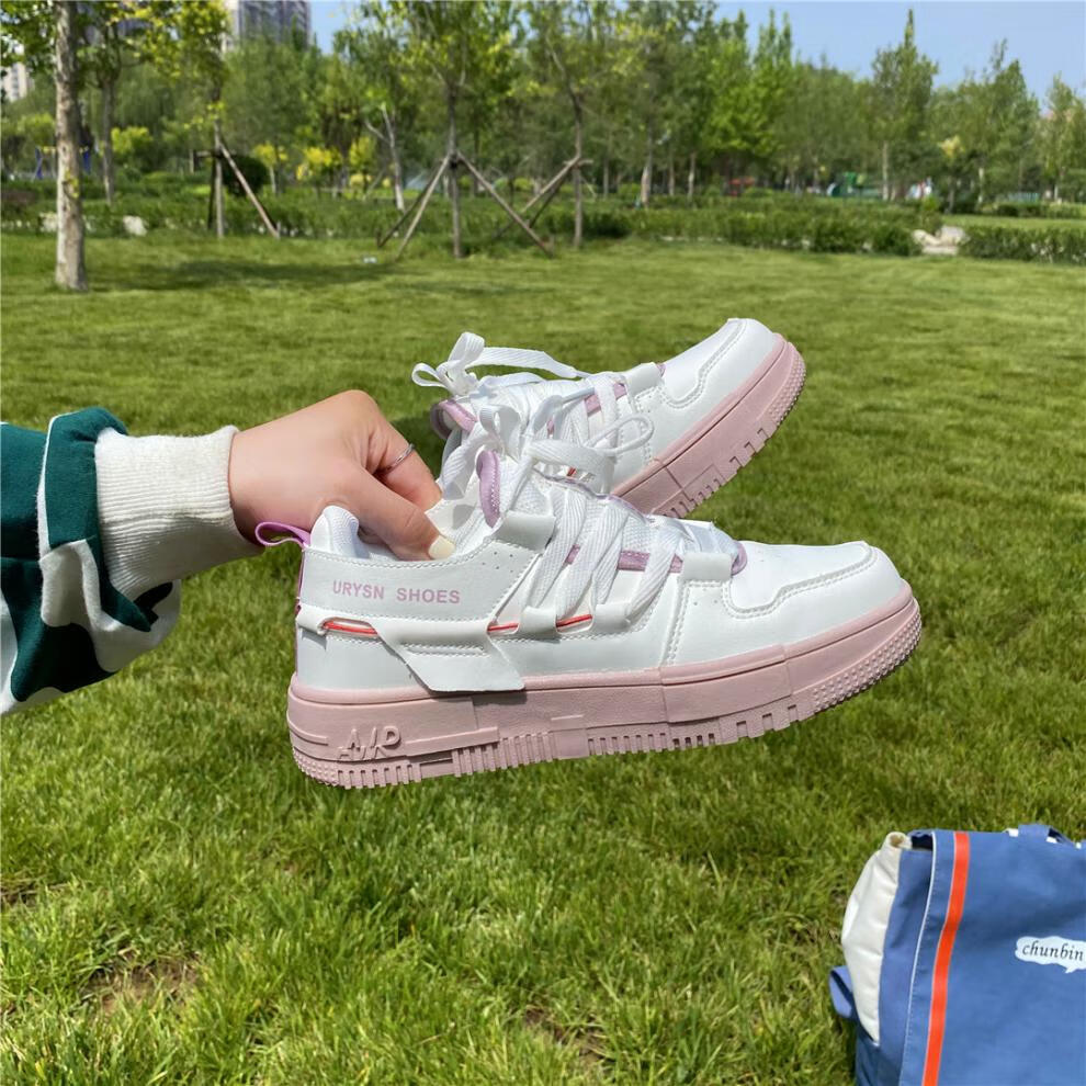 毕聚biju时代少年团宋亚轩同款甜酷鞋子女拼色藕粉板鞋ins超火低帮