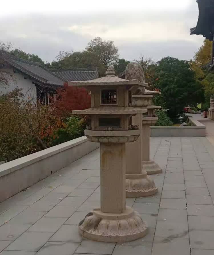 太阳能石灯笼日式庭院石灯石雕仿古中式石头灯草坪灯摆件青石灯塔 60