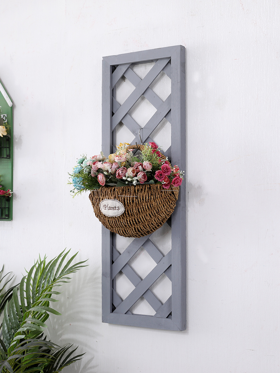 户外墙壁木质花架阳台花盆挂架墙壁防腐木花架墙上网格绿萝置物架外墙