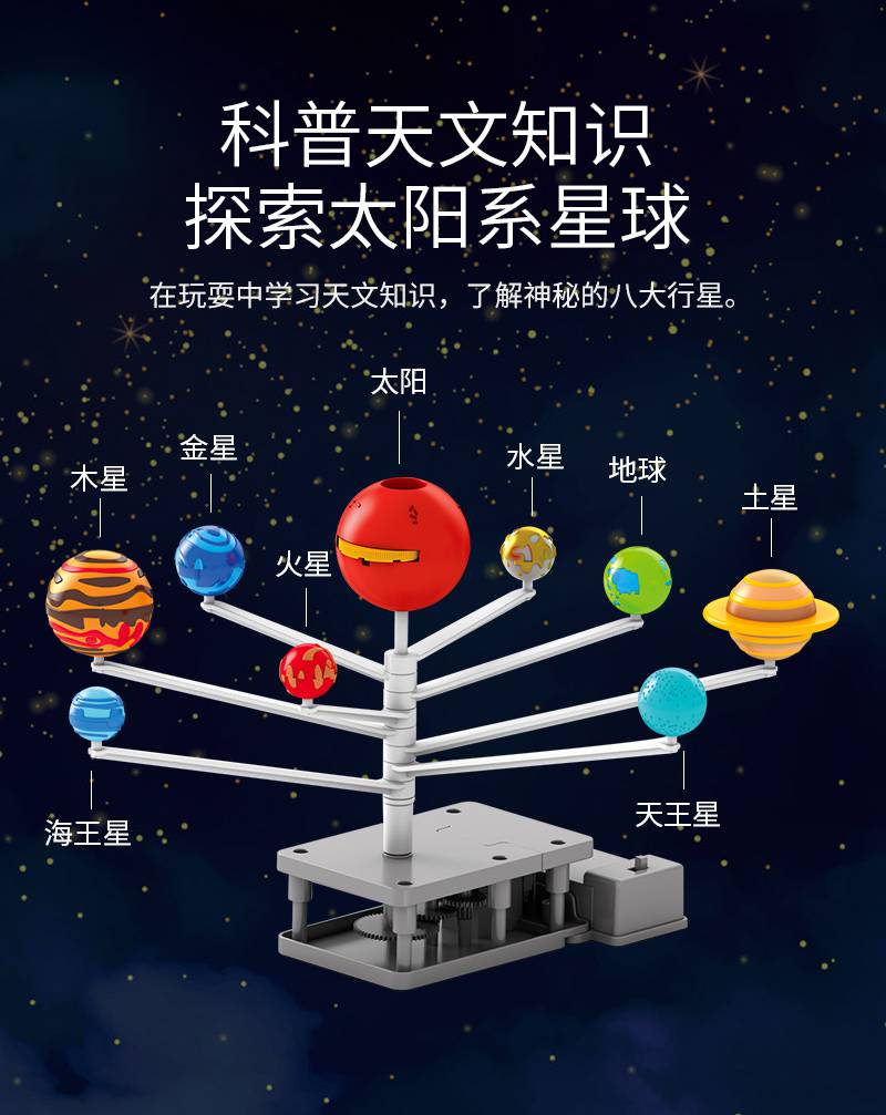 太陽系模型兒童天體儀旋轉星系銀河系星球太陽系模型3d行星仿真玩具