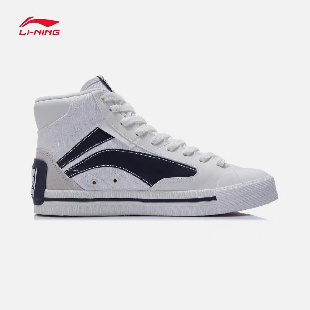 李宁帆布鞋男2021秋季新款迪士尼联名休闲中帮滑板文化鞋标准白天堂蓝