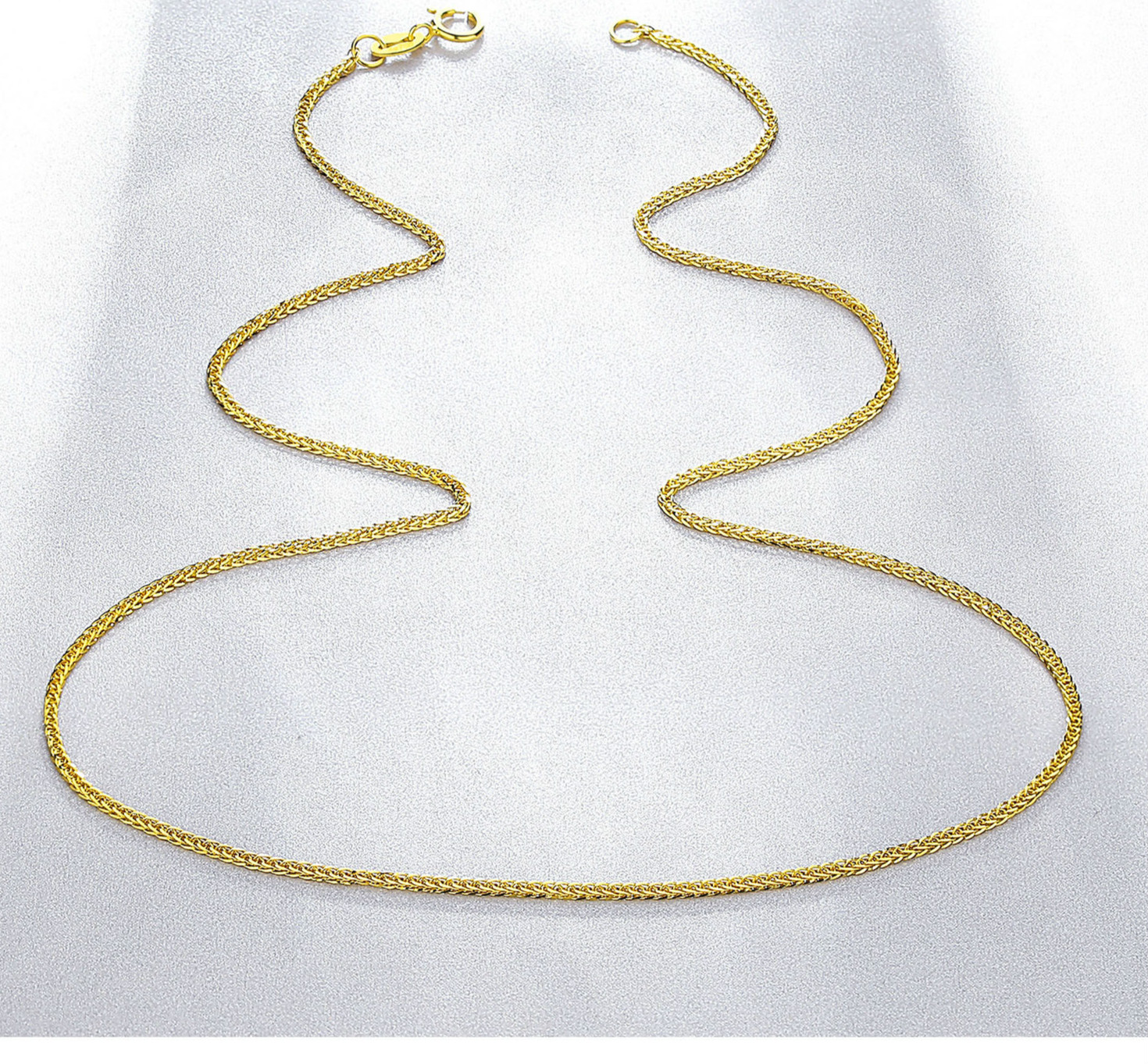 18k金项链素链金项链玫瑰金彩金金au750金肖邦链素链毛衣链定制款 18k