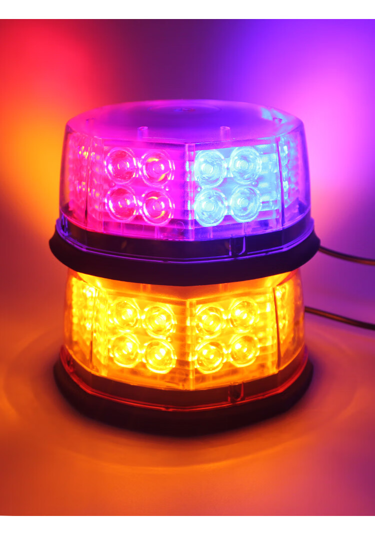 亮led爆闪灯吸顶警示灯汽车12v24v强磁吸顶开道灯强光用频闪灯 黄色款