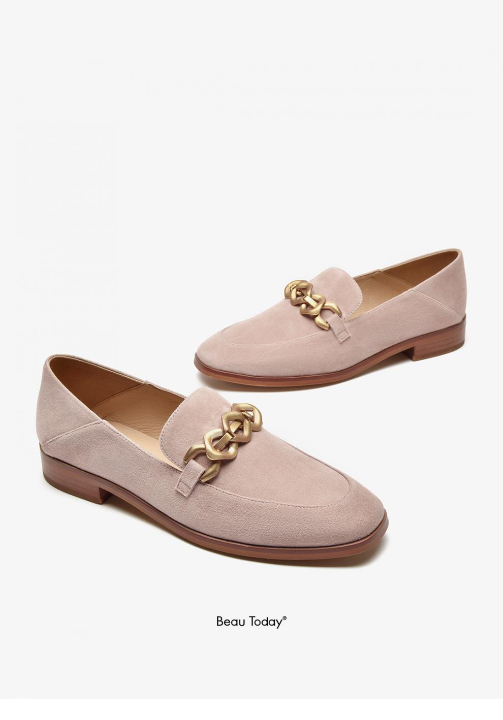 beautoday2021女鞋春季新款女士乐福鞋女英伦风小皮鞋女平底鞋粗跟