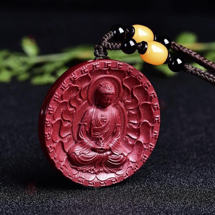 凌芒生肖属羊猴本命佛守护神情侣朱砂大日如来吊坠紫金砂辰砂送朋友