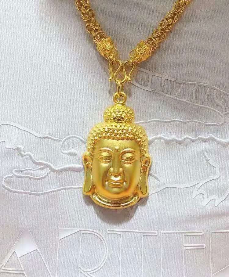 七夕情人节礼物金九源珠宝黄金吊坠佛足金999大日如来佛头金吊坠黄金