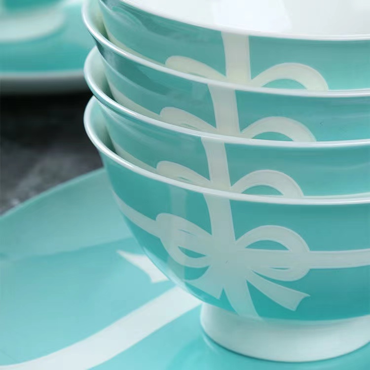 tiffany餐具tiffany蒂芙尼餐具欧式碗盘子筷子勺子圆盘方盘陶瓷汤盘小